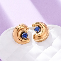 304ステンレススチールマイクロパヴェキュービックジルコニアスタッドピアス  ティアドロップ  ゴールドカラー  19x18mm&nbsp;EJEW-B138-01G