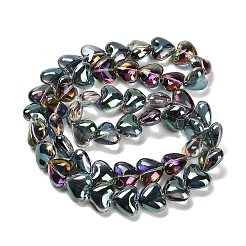 電気メッキガラスビーズセット  ハート  濃いピンク  12.2x15x8mm  穴：1mm  約50個/連  23.62''（60センチメートル）&nbsp;EGLA-B008-01A-HP03