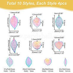 40Pcs 10 Style Ion Plating(IP) 201 Stainless Steel Filigree Big Pendants&nbsp;STAS-PH0005-51