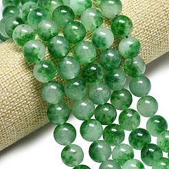 天然石マレーシアジェイドビーズ連売り  染め＆加熱  ラウンド  ライムグリーン  11.5~12.5mm  穴：1.2mm  約35個/連  14.96インチ（38cm）&nbsp;G-L645-C01-12mm-28