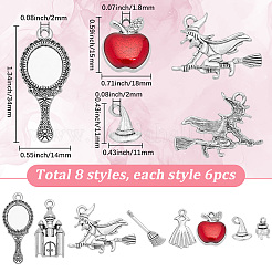 48Pcs 8 Styles Snow White & Witch Theme Tibetan Style Alloy Pendants&nbsp;TIBEP-SC0003-61