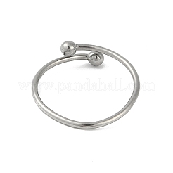 変色しない304ステンレススチール製ラウンドボールオープンカフ指輪女性用  ステンレス鋼色  4mm  内径：17mm&nbsp;X-RJEW-C105-01P