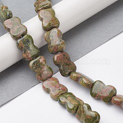 天然石ユナカイトビーズ連売り  蝶結び  16~16.5x12.5~13x5~5.5mm  穴：1.4mm  約13個/連  8.46''（21.5センチメートル）&nbsp;G-K359-D09-01