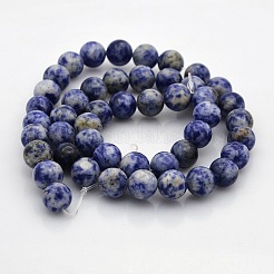 天然ブルースポットジャスパーラウンドビーズ連売り  8mm  穴：1mm  約45~47個/連  15インチ&nbsp;G-N0120-48-8mm
