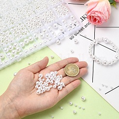 4 スタイル ABS プラスチック模造真珠ビーズ  ラウンド  ホワイト  4~10mm  穴：1.6~2.3mm&nbsp;KY-YW0001-72C