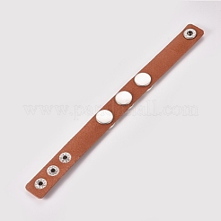模造レザーコードブレスレット  鉄のスナップ留め金付き  ペルー  216x18x5.5~6.5mm&nbsp;BJEW-WH0009-05I
