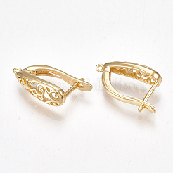 Brass Hoop Earring Findings with Latch Back Closure&nbsp;KK-S350-070G