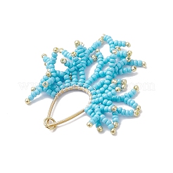 Glass Seed Beaded Imitation Coral Pendants&nbsp;PALLOY-MZ00938-02