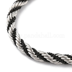 女性用304ステンレススチールロープチェーンブレスレット  ブラック  ステンレス鋼色  7-1/4インチ（18.5cm）  5mm&nbsp;BJEW-G712-14A-PEB