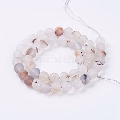 Natural Dendritic Agate Beads Strands&nbsp;G-J376-07-8mm