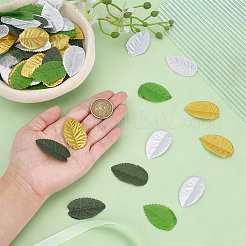 布製人工葉400色4個  diy の花束フラワーリース花輪アクセサリー  ミックスカラー  40~43x24x0.1mm  約100PCS /カラー&nbsp;DIY-MA0007-15B