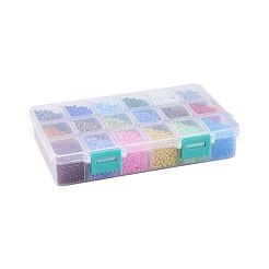 ガラスシードビーズ18色  混合スタイル  ラウンド  ミックスカラー  3mm  穴：1mm  約500PCS /カラー  約9000個/箱&nbsp;SEED-JP0007-03
