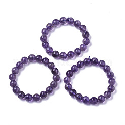 天然アメジストストレッチビーズブレスレット  ラウンド  内径：2-1/8インチ（5.5cm）  ビーズ：11.5mm&nbsp;G-R465-58B