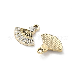 合金ラインストーンペンダント  ファンチャーム  鉛フリー＆カドミウムフリー  UVメッキ  ゴールドカラー  15x15x3.5mm  穴：1.8mm&nbsp;FIND-L024-13G