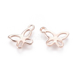 ステンレススチールチャーム201個  蝶  中空  ローズゴールド  7.5x11x0.8mm  穴：1.2mm&nbsp;STAS-F192-055RG
