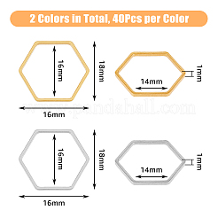 ステンレススチール製リンキングリング80個（2色）  六角  ミックスカラー  18x16x1mm  40個/カラー&nbsp;STAS-DC0015-19