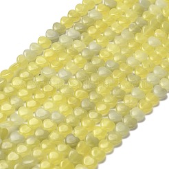 天然石レモンジェイド翡翠ビーズ連売り  ハート  5.5x6~6.5x2.5~3mm  穴：0.7mm  約69~72個/連  14.88~15.2（37.8~38.6センチメートル）&nbsp;G-P575-C13-6mm