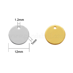 30個2色真鍮チャーム  空白タグのスタンプ  鏡面研磨仕上げ  フラットラウンド  ミックスカラー  12x1mm  穴：1.2mm  15個/カラー&nbsp;KK-SZ0001-32