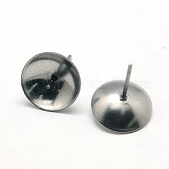 変色しにくい304ステンレススチールスタッドピアス金具  ステンレス鋼色  13x10mm  ピン：0.7mm&nbsp;STAS-E024-2