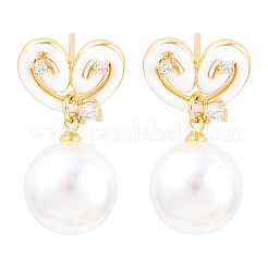 Valentine's Day Brass Clear Cubic Zirconia Dangle Stud Earrings&nbsp;EJEW-Z164-07G-01