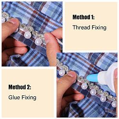 1ヤードの真鍮クリスタルラインストーンカップチェーン（模造真珠付き）  服飾材料  ホワイト  18.5x10mm&nbsp;OCOR-GL0001-08A