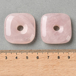 天然マダガスカル産ローズクォーツの円盤型ペンダント  スクエアチャーム  30x30x8mm  穴：6mm&nbsp;GG-D003-B02-18