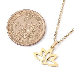 201 ステンレススチールペンダントネックレス  304ステンレススチールアズキチェーンネックレス  花  15.94インチ（40.5cm）  花：19x19mm&nbsp;NJEW-JN04764-04