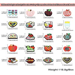 20Pcs 20 Styles Study/Teacher's Day Theme Food Grade Silicone Focal Beads&nbsp;SIL-CJ0001-41