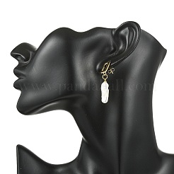 Brass Dangle Stud Earrings with Natural Keshi Pearl&nbsp;EJEW-JE06985
