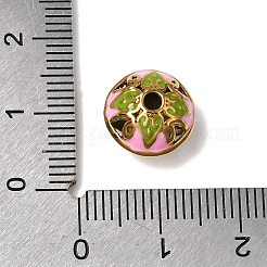 304ステンレススチールエナメルビーズ  ロンデル  ゴールドカラー  パールピンク  13x10.5mm  穴：1.6mm&nbsp;SA-CBA9422-01G-02