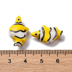 手作りの陶器ビーズ  手描きの陶器ビーズ  魚  ゴールド  21~21.5x12.5~13x7.5~8mm  穴：1.8mm&nbsp;PORC-R002-02D