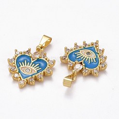 Brass Clear Cubic Zirconia Pendants&nbsp;ZIRC-J025-67G