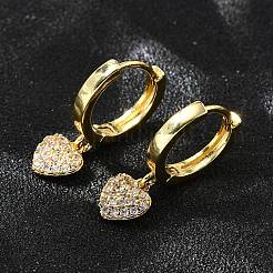 Heart Brass Hoop Earrings&nbsp;EJEW-Z086-09G