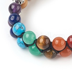 Chakra Natural Petrified Wood Braided Bead Bracelets&nbsp;BJEW-O164-A04