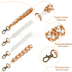 4Pcs 4 Style Cotton Linen Handmade Braided Wrist Lanyard Pendant Decorations&nbsp;KEYC-FH0001-35