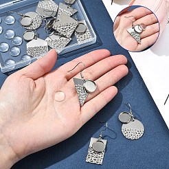 DIYイヤリングジュエリーキット  304ステンレススチールピアスフックを含む  ガラスカボション  ステンレス鋼色  トレイ：12mm  47mm  ピン：0.8mm  2pc&nbsp;DIY-FS0007-98