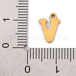 ステンレススチールチャーム201個  レーザー切断  レターチャーム  V字  10.5x7.5x1mm  穴：1.2mm&nbsp;STAS-U016-01G-V