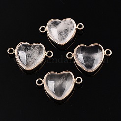天然石と合成石のミックスラブハートペンダント  真鍮製のハートチャーム  ゴールドカラー  15.5x23x6mm  穴：1.8~2mm&nbsp;G-T138-205M-G