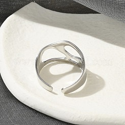 304ステンレススチール製オープンカフリング（ユニセックス）  ステンレス鋼色  13.5mm  調整可能&nbsp;RJEW-Q003-03P