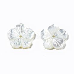 パールシェルビーズの天然な白いシェルマザーオブパール  花  12x12x2mm  穴：1mm&nbsp;SSHEL-T014-42A