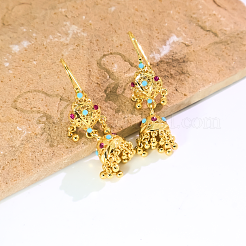 ヴィンテージエスニックベル真鍮フープピアス  18KGP本金メッキ  50x15mm&nbsp;VD5879