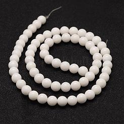 天然石ホワイトジェイドビーズ連売り  ラウンド  4mm  穴：1mm  約95個/連  15.5インチ&nbsp;G-K153-B29-4mm
