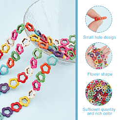 Flower Synthetic Turquoise Beads Strands&nbsp;TURQ-AR0001-15