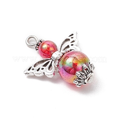 透明なアクリルパーツ  合金ビーズで  天使  ミックスカラー  27.5~28.5x22x10mm  穴：2mm  8個/セット&nbsp;PALLOY-JF03574-03