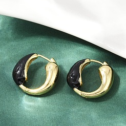 Brass Enamel Stud Earrings&nbsp;EJEW-M082-03G