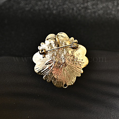 女性用バロックスタイルの花のブローチ  合金ラインストーンブローチ  プラスチック模造パールと  アンティーク黄金  37mm&nbsp;PW-WG27940-01