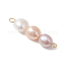 Natural Cultured Freshwater Pearl Potato Beaded Connector Charms&nbsp;PALLOY-JF04986