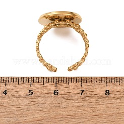 中空の花模様の304ステンレススチール製カフリング部品  ラウンドベゼルカップリングセッティング  イオンプレーティング（ip）  ゴールドカラー  17.5mm  usサイズ8 1/2(18.5mm)  トレイのサイズ：16mm&nbsp;STAS-P454-03E-G