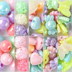 不透明なアクリルビーズ  ABカラー  混合図形  ミックスカラー  9~13x9.5~16.5mm  穴：2.5mm&nbsp;MACR-CJ0001-64