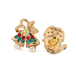 Christmas Alloy Colorful Rhinestone & Plastic Asymmetrical Stud Earrings for Women&nbsp;EJEW-M256-02C-G